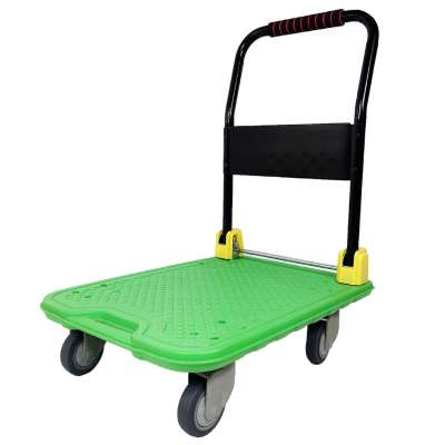 Luxury Anti Rust 4 Castors Wheel Plastic Platform Home Transport Material Handling Heavy Duty Fold Hand Trolley