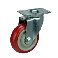 Medium duty 3 4 5 inch red pvc swivel trolley wheel caster with bearing