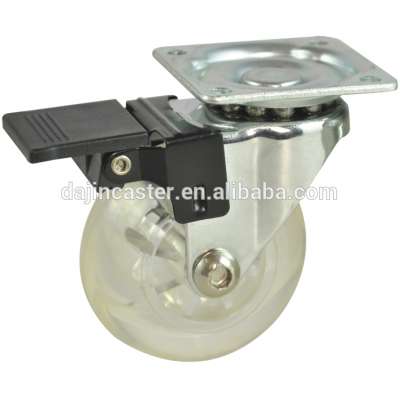 1.5inch 2inch transparent caster wheel with swivel and brake for furniture