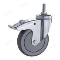 High quality wheel caster swivel threaded stem TPR castor with lock