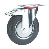 Long way 75 - 200 mm 185 kg load steel core roller bearing side brake 7 inch rubber caster wheel