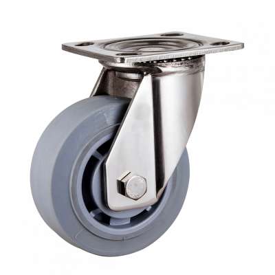 5 inch 125mm 304 Stainless Steel Thermoplastic Rubber TPR Heavy Duty Trolley Wheels