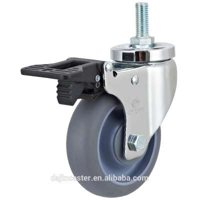 4" Threaded Stem Locking TPR Industrial Caster wheels