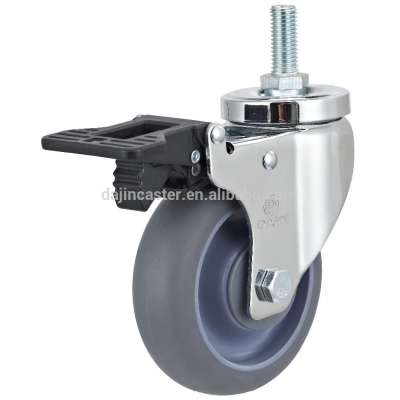 M12 threaded stem double bearings casters with brake