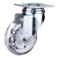 3 4 5 inch transparent small type 50-125 kg stainless steel bracket roller PC caster wheel