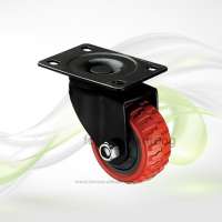 75mm Medium Duty Removable Side Mount Locking Red PU Plastic Caster