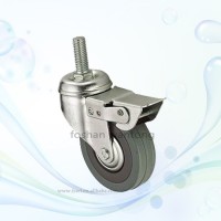 3 Inch Threaded Stem Rubber Caster With Brake For Furniture Hardware