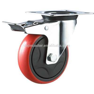 industrial red color artificial rubber retractable casters wheel