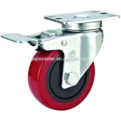 4 inch Swivel PU Industrial Casters with brake and lock