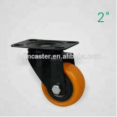 Light duty furniture caster orange pu wheel with swivel and brake for trolley or chair