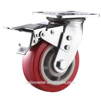 6 inch load 330kg heavy duty swivel PU caster wheels with total locking