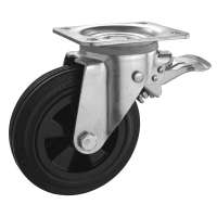 Long way 210 kg bearing rubber truckle with brake garbage bin caster wheel