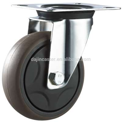 Swivel industrial artificial rubber casters with top plate