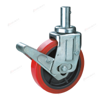 Long way industrial 400KG heavy duty plain bearing 8 inch scaffold caster PU wheel with brake