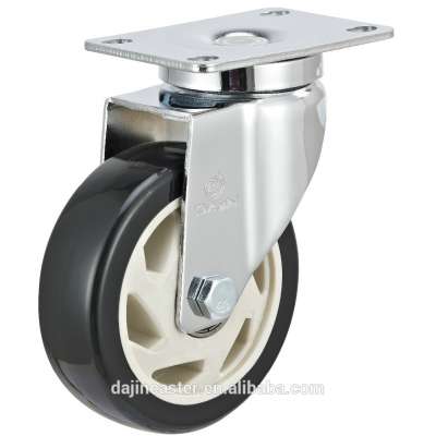 Top plate swivel PU castor wheels 4 inch ball bearing castor