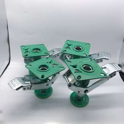 Japanese Style Green Lift Up Floor Lock for 4inch Caster Wheel